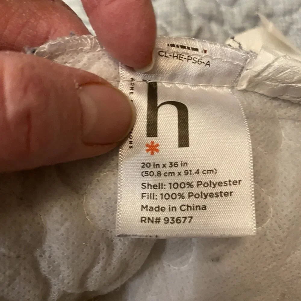 JCP Home Expressions King Quilted Pillow Shams Set Blue White Cotton Farmhouse